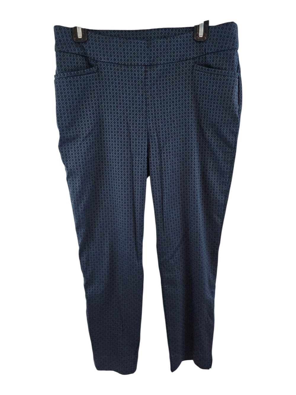 Chico's 1.5P 10P Textured Pull-On Pants Teal Black Ankle Cropped